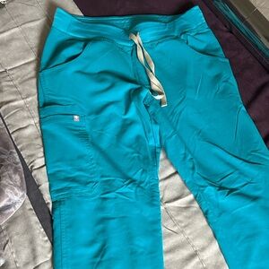 FIGS Kade cargo teal scrub pant.